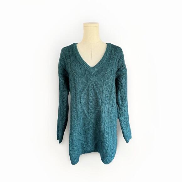 Signature Northern Isles Mohair Wool Cable Knit Sweater M Fisherman Nautical VTG - Picture 1 of 8